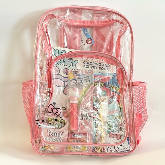 8 Sanrio Hello Kitty Clear Back Pack with Items. - Picture 1 of 12